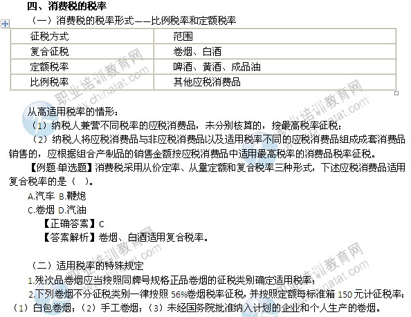 2014年中級經(jīng)濟師考試財政稅收精講：消費稅的稅率
