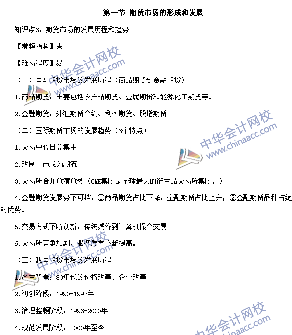 期貨從業(yè)《期貨基礎(chǔ)知識(shí)》第一章高頻考點(diǎn)：期貨市場的發(fā)展