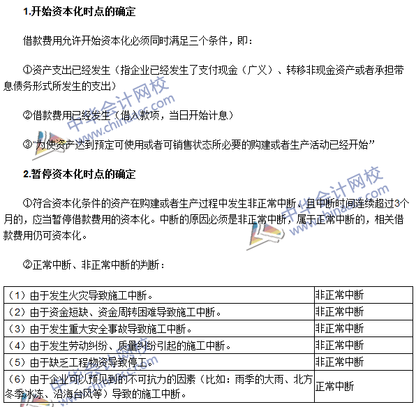 注會會計高頻考點：借款費用開始、暫停及停止資本化時點的確定