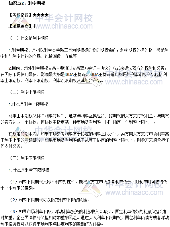 2017年期貨從業(yè)《期貨基礎(chǔ)知識》高頻考點(diǎn)：利率期權(quán)