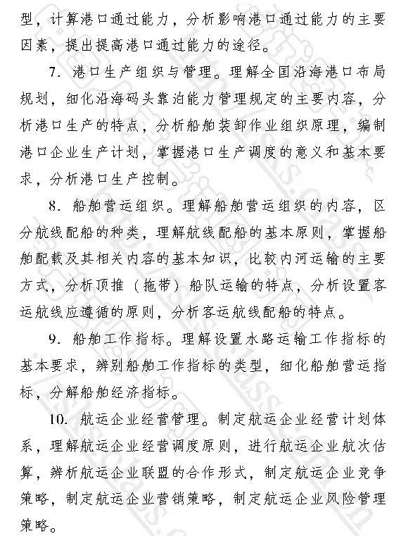 中級經(jīng)濟(jì)師2017運(yùn)輸經(jīng)濟(jì)（水路）考試大綱
