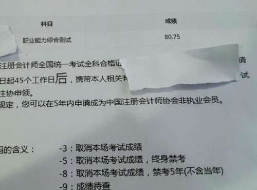 注冊(cè)會(huì)計(jì)師考試成績(jī)