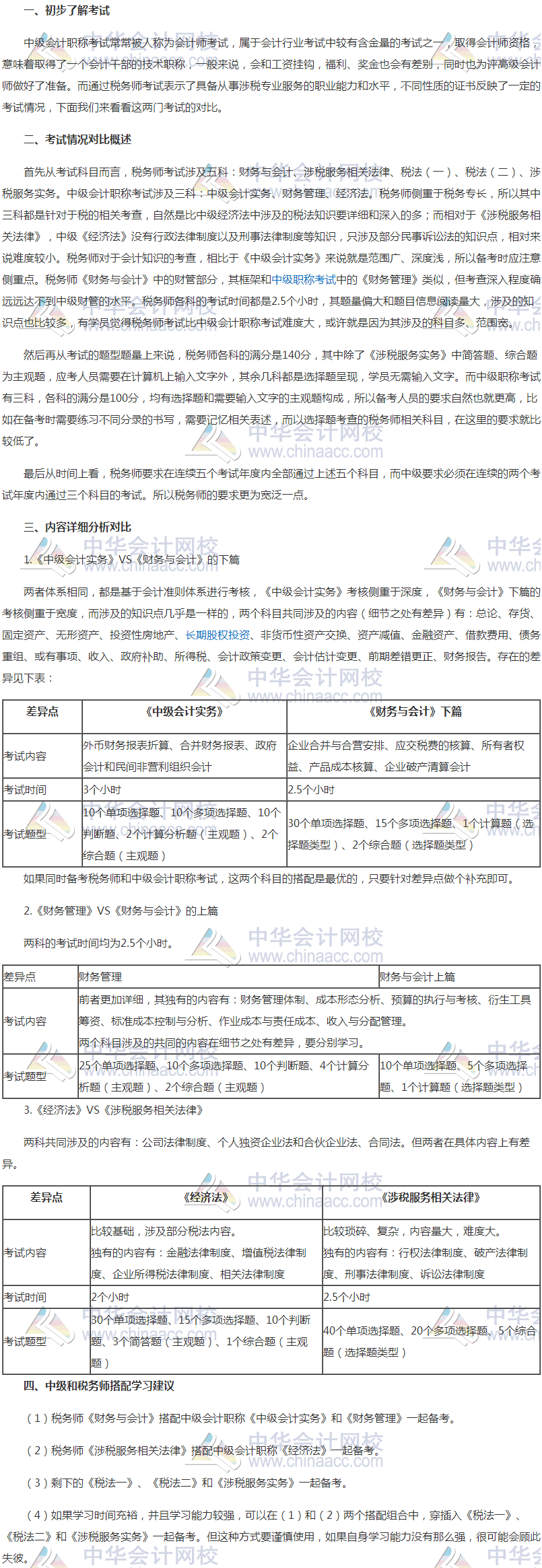 稅務(wù)師考試與中級會計(jì)職稱考試的區(qū)別和聯(lián)系，如何搭配學(xué)習(xí)