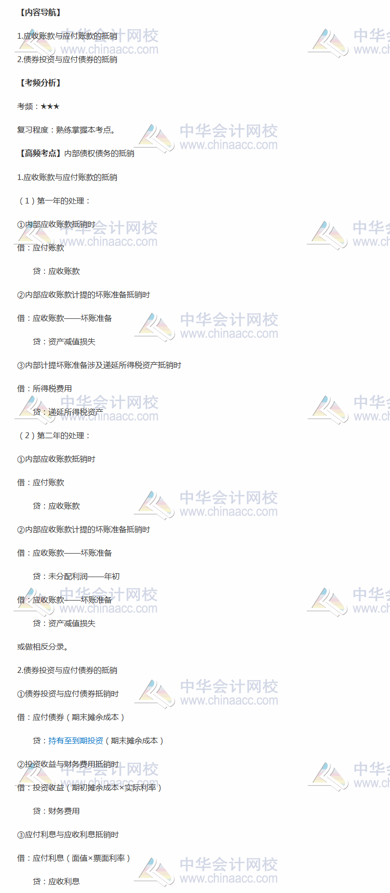 2018年中級會計(jì)職稱《中級會計(jì)實(shí)務(wù)》高頻考點(diǎn)：內(nèi)部債務(wù)的抵銷