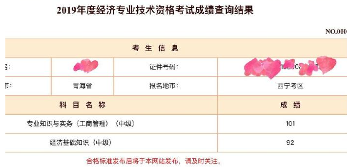 中級(jí)經(jīng)濟(jì)師工商管理考生成績(jī)2