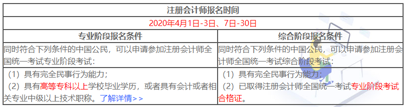 2020年貴州注會報名條件報名時間都是什么？