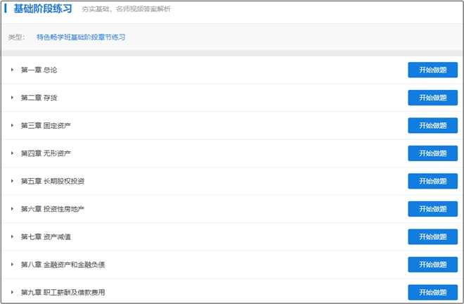 注意！中級會計特色暢學班基礎學習階段全部開通！