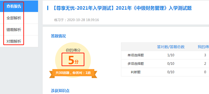 來測(cè)試?yán)玻?021中級(jí)會(huì)計(jì)尊享無憂班入學(xué)測(cè)試已開通！
