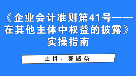 《企業(yè)會計(jì)準(zhǔn)則第41號——在其他主體中權(quán)益的披露》實(shí)操指南