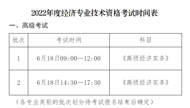 高級(jí)經(jīng)濟(jì)師考試時(shí)間