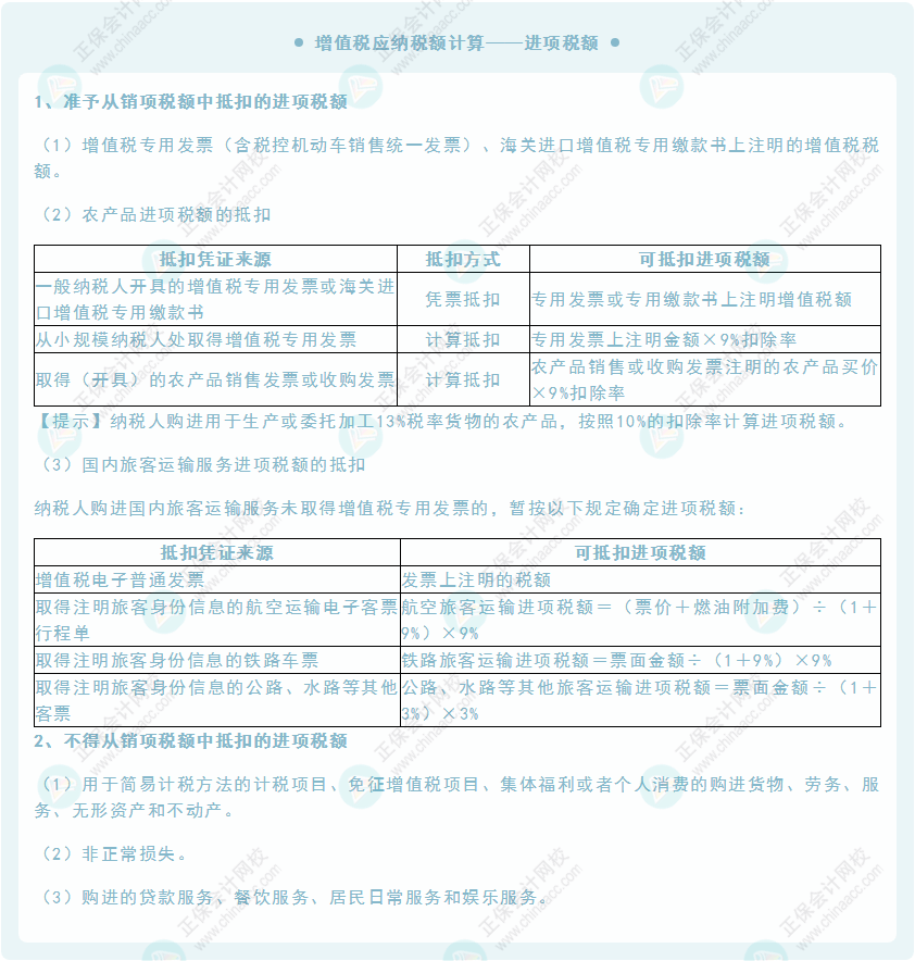 《經(jīng)濟(jì)法基礎(chǔ)》30天重要知識點(diǎn)打卡!第11天：增值稅應(yīng)納稅額計算—進(jìn)項稅額