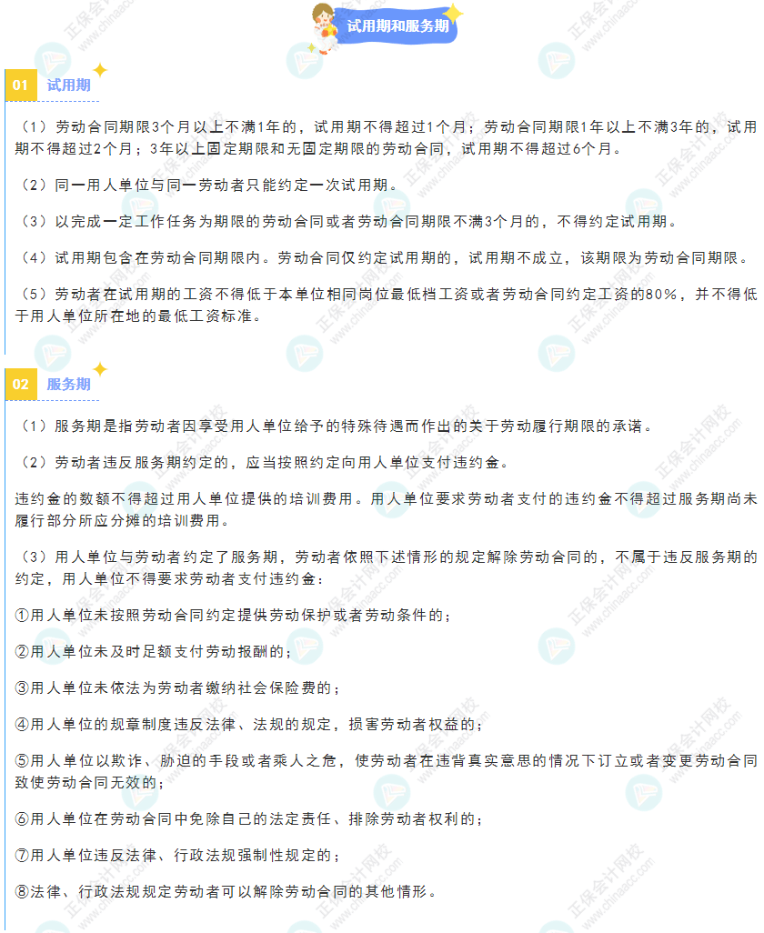 《經濟法基礎》30天重要知識點打卡！第27天：試用期和服務期