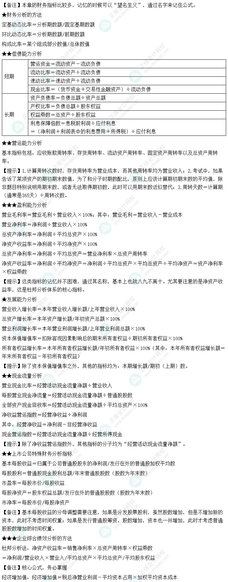 達(dá)江整理財務(wù)管理公式！附達(dá)江對各公式提示&要求&運(yùn)用【第10章】