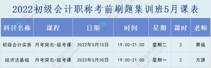 速看！2022初級(jí)會(huì)計(jì)職稱考前刷題集訓(xùn)班課表已出爐！