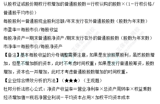中級會計職稱財務(wù)管理必備公式