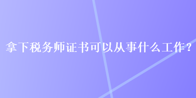 拿下稅務(wù)師證書可以從事什么工作？