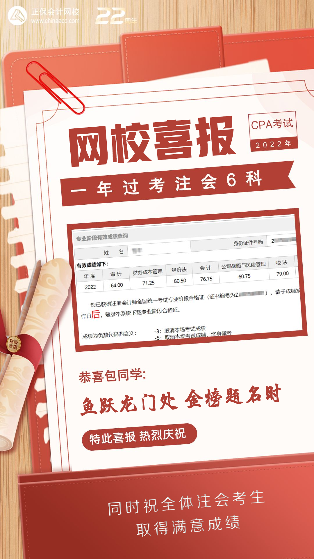 這份CPA成績單太贊了！一年六科太厲害了！