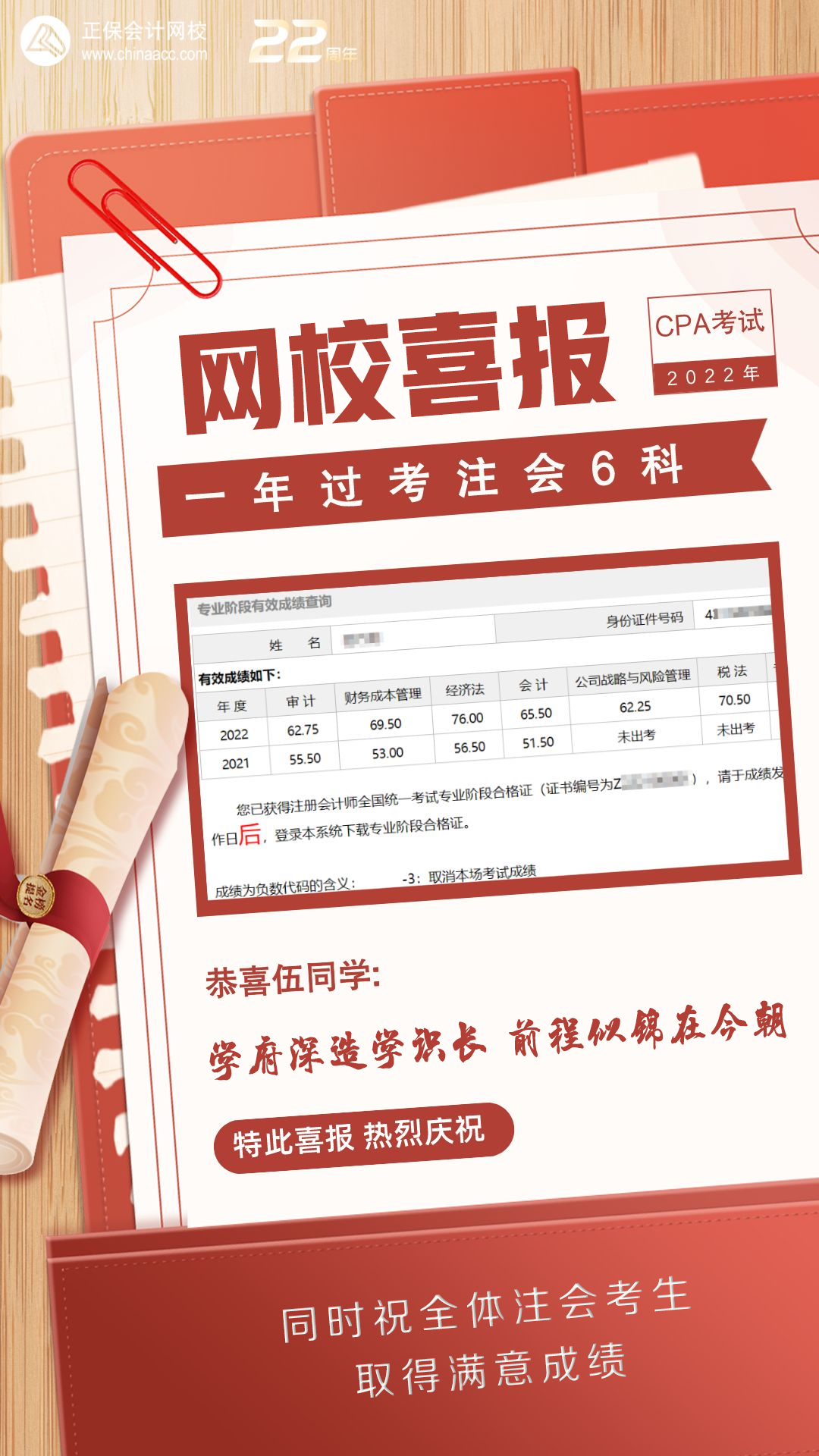 這份CPA成績單太贊了！一年六科太厲害了！