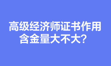 高級經(jīng)濟(jì)師證書作用