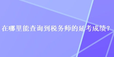 在哪里能查詢到稅務(wù)師的延考成績(jī)？