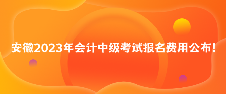 安徽2023年會計中級考試報名費用公布！