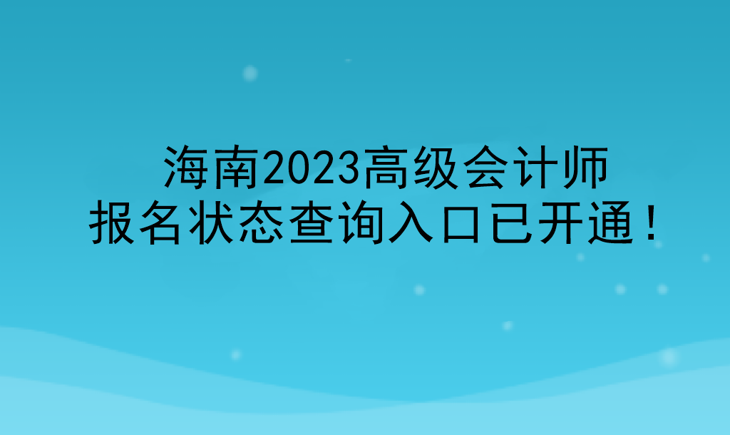 海南2023高級會計(jì)師報(bào)名狀態(tài)查詢?nèi)肟谝验_通！
