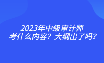2023年中級審計(jì)師考什么內(nèi)容？大綱出了嗎？