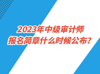 2023年中級審計師報名簡章什么時候公布？