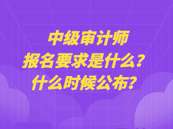 中級審計師報名要求是什么？什么時候公布？