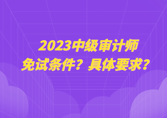 2023中級審計師免試條件？具體要求？