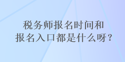 稅務(wù)師報(bào)名時(shí)間和報(bào)名入口都是什么呀？