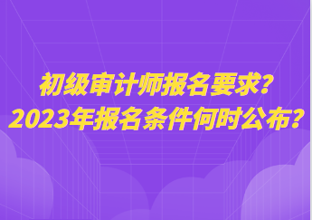 初級(jí)審計(jì)師報(bào)名要求？2023年報(bào)名條件何時(shí)公布？