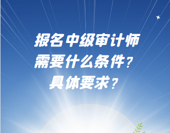 報(bào)名中級(jí)審計(jì)師需要什么條件？具體要求？
