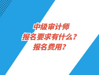 中級審計師報名要求有什么？報名費用？