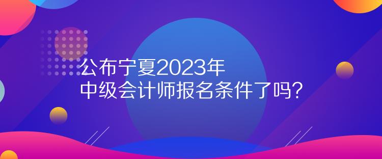 公布寧夏2023年中級會計(jì)師報(bào)名條件了嗎？