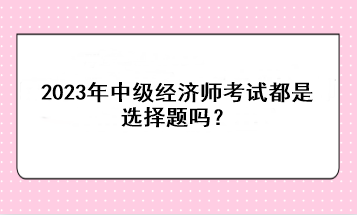 2023年中級經(jīng)濟(jì)師考試都是選擇題嗎？