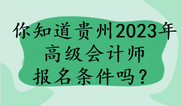 你知道貴州2023年高級會計師報名條件嗎？