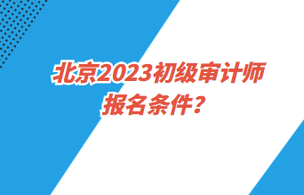 北京2023初級審計師報名條件？