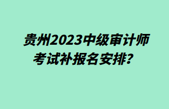 貴州2023中級審計師考試補報名安排？