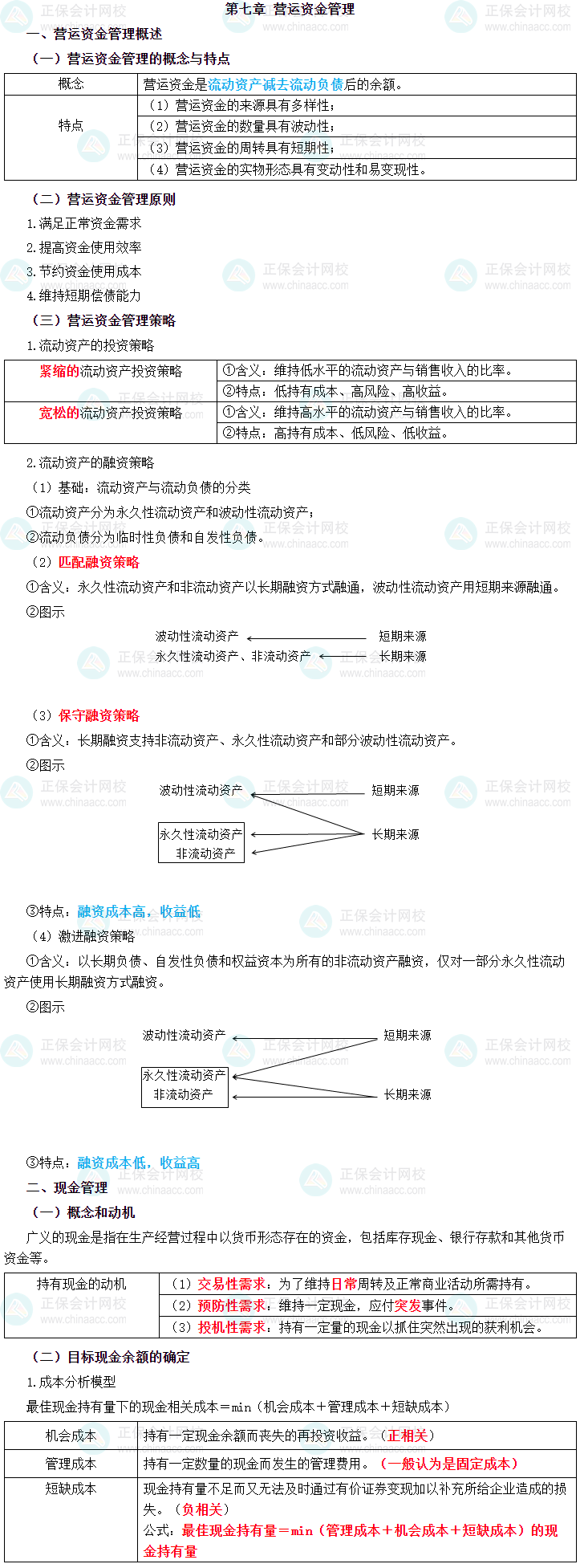 2023年中級(jí)會(huì)計(jì)職稱(chēng)《財(cái)務(wù)管理》三色筆記第七章：營(yíng)運(yùn)資金管理