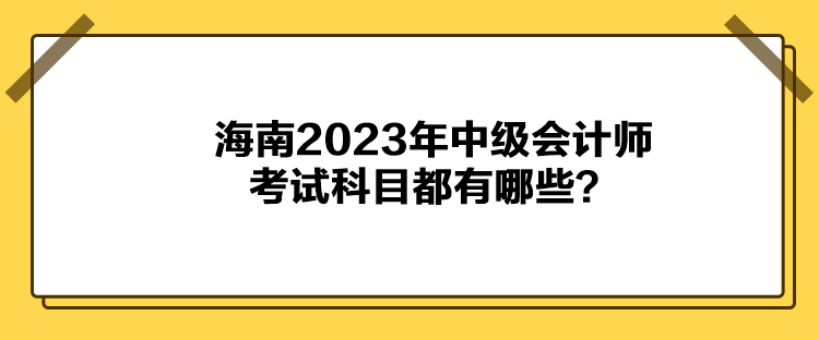 海南2023年中級(jí)會(huì)計(jì)師考試科目都有哪些？