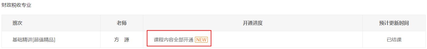 財(cái)政稅收基礎(chǔ)精講課程已全部開通