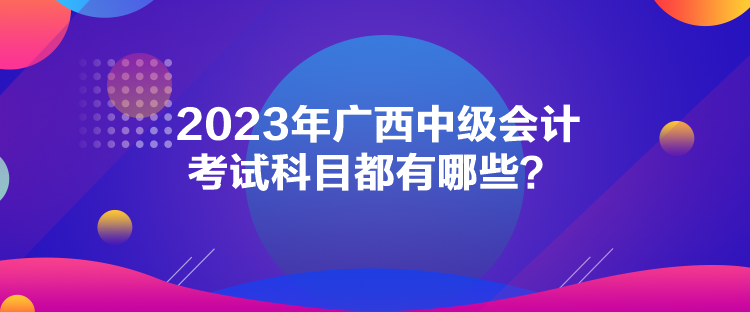 2023年廣西中級(jí)會(huì)計(jì)考試科目都有哪些？