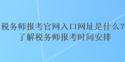 稅務(wù)師報(bào)考官網(wǎng)入口網(wǎng)址是什么？了解稅務(wù)師報(bào)考時(shí)間安排