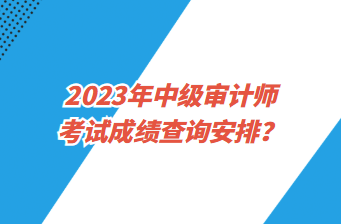2023年中級審計(jì)師考試成績查詢安排？
