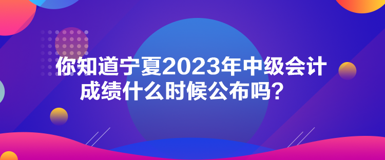 你知道寧夏2023年中級(jí)會(huì)計(jì)成績(jī)什么時(shí)候公布嗎？