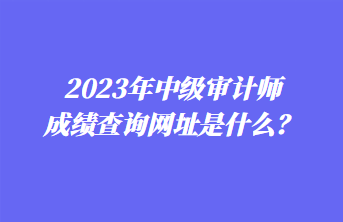 2023年中級審計師成績查詢網址是什么？