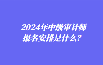 2024年中級審計師報名安排是什么？