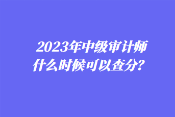 2023年中級(jí)審計(jì)師什么時(shí)候可以查分？