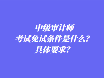 中級(jí)審計(jì)師考試免試條件是什么？具體要求？